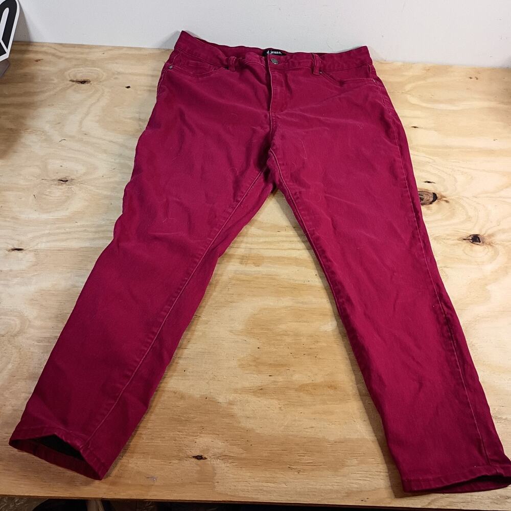 d.jeans Size 16 Women's Stretch Jeans Burgundy Red Denim Pants